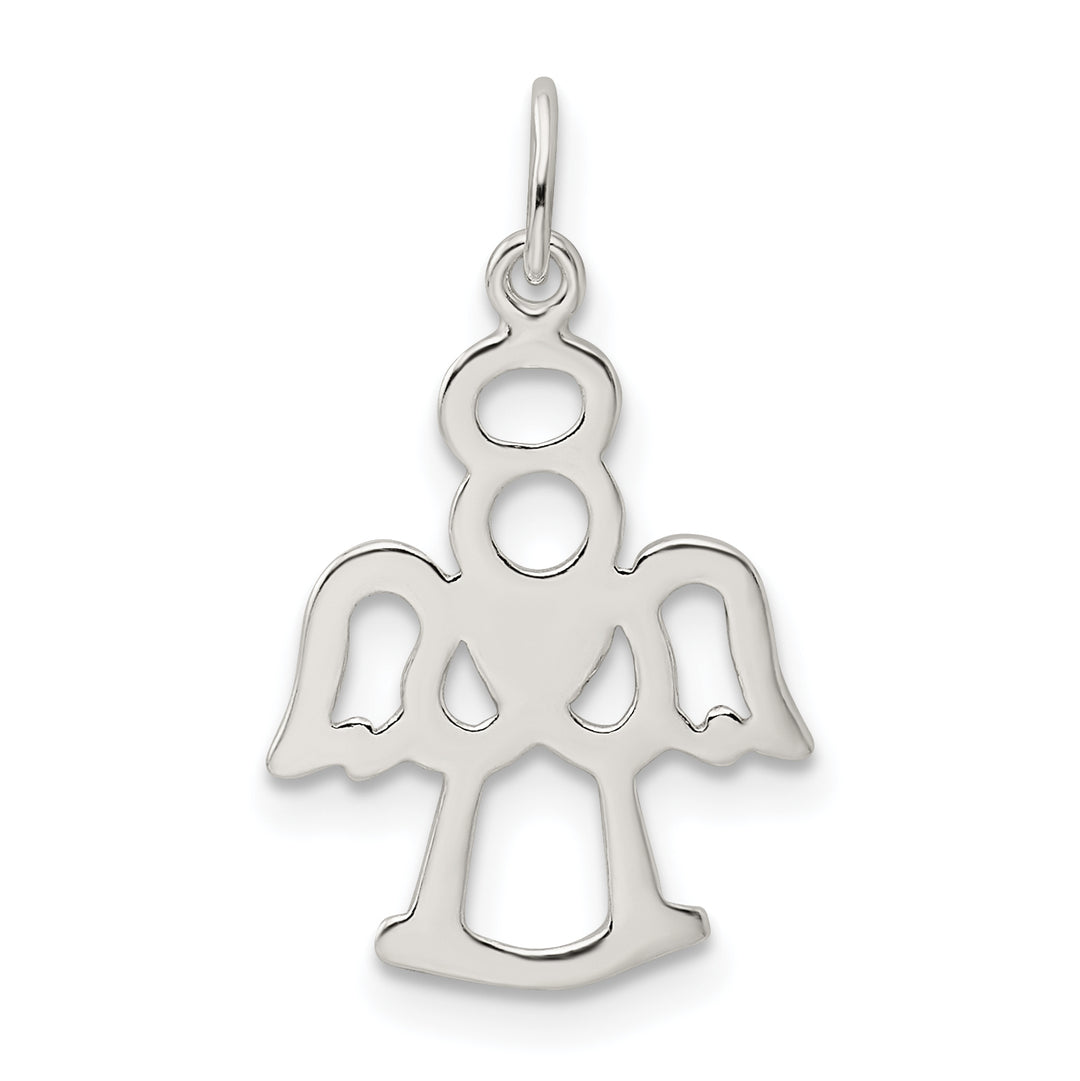 Sterling Silver Polished Angel with Heart Charm