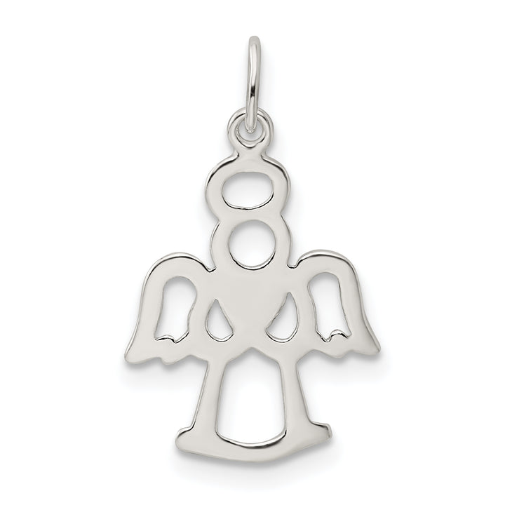 Sterling Silver Polished Angel with Heart Charm
