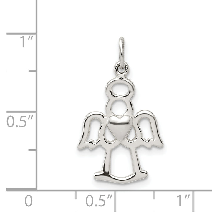 Sterling Silver Polished Angel with Heart Charm
