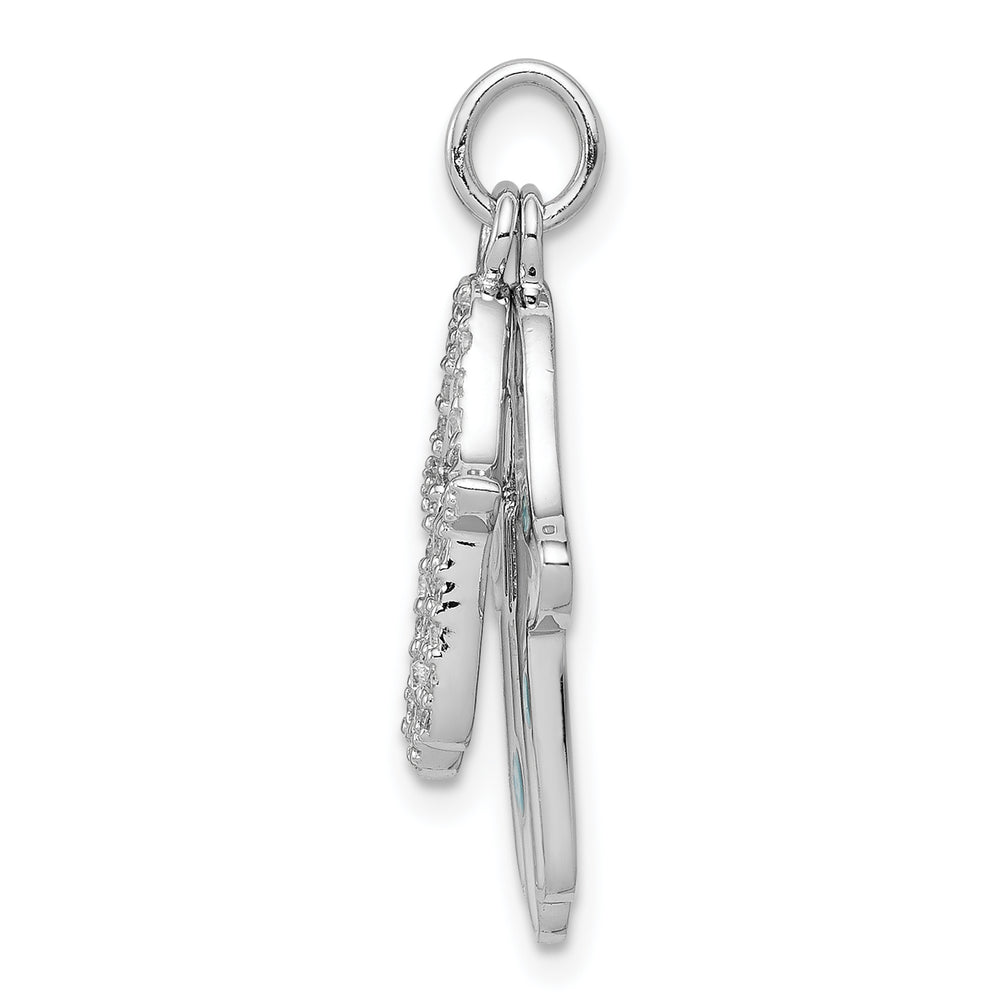 Sterling Silver Enamel Hamsa with CZ pendant