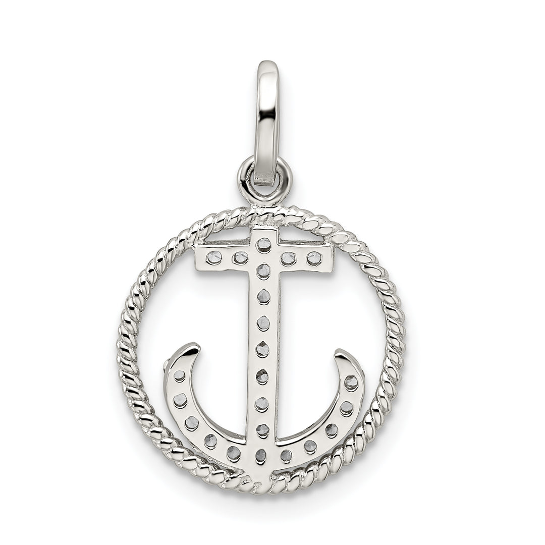 Sterling Silver CZ Anchor Pendant