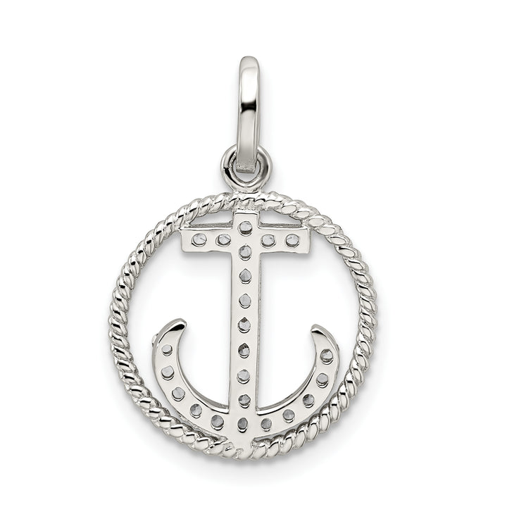 Sterling Silver CZ Anchor Pendant