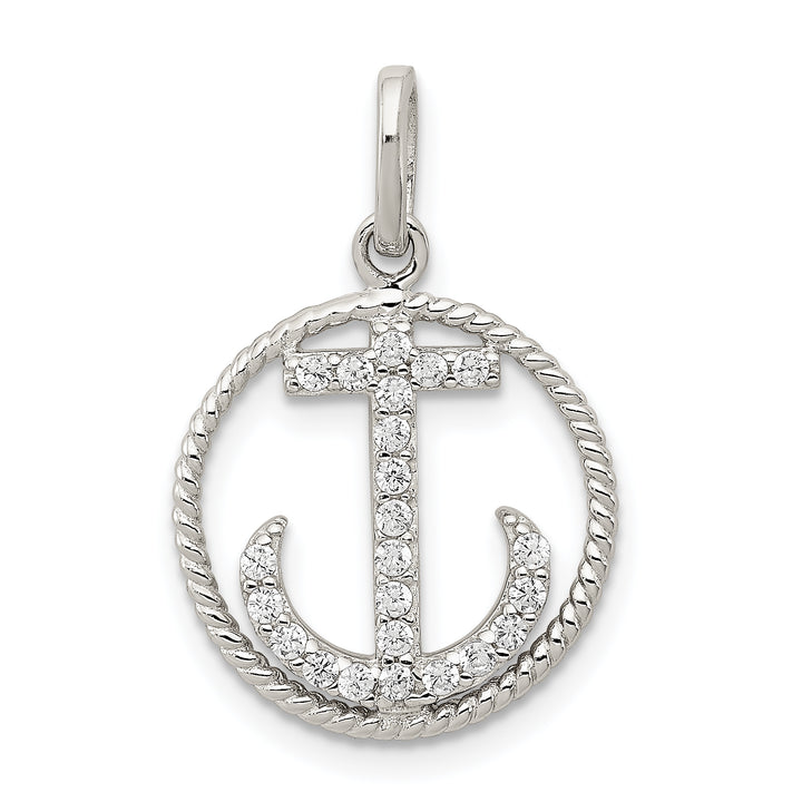 Sterling Silver CZ Anchor Pendant