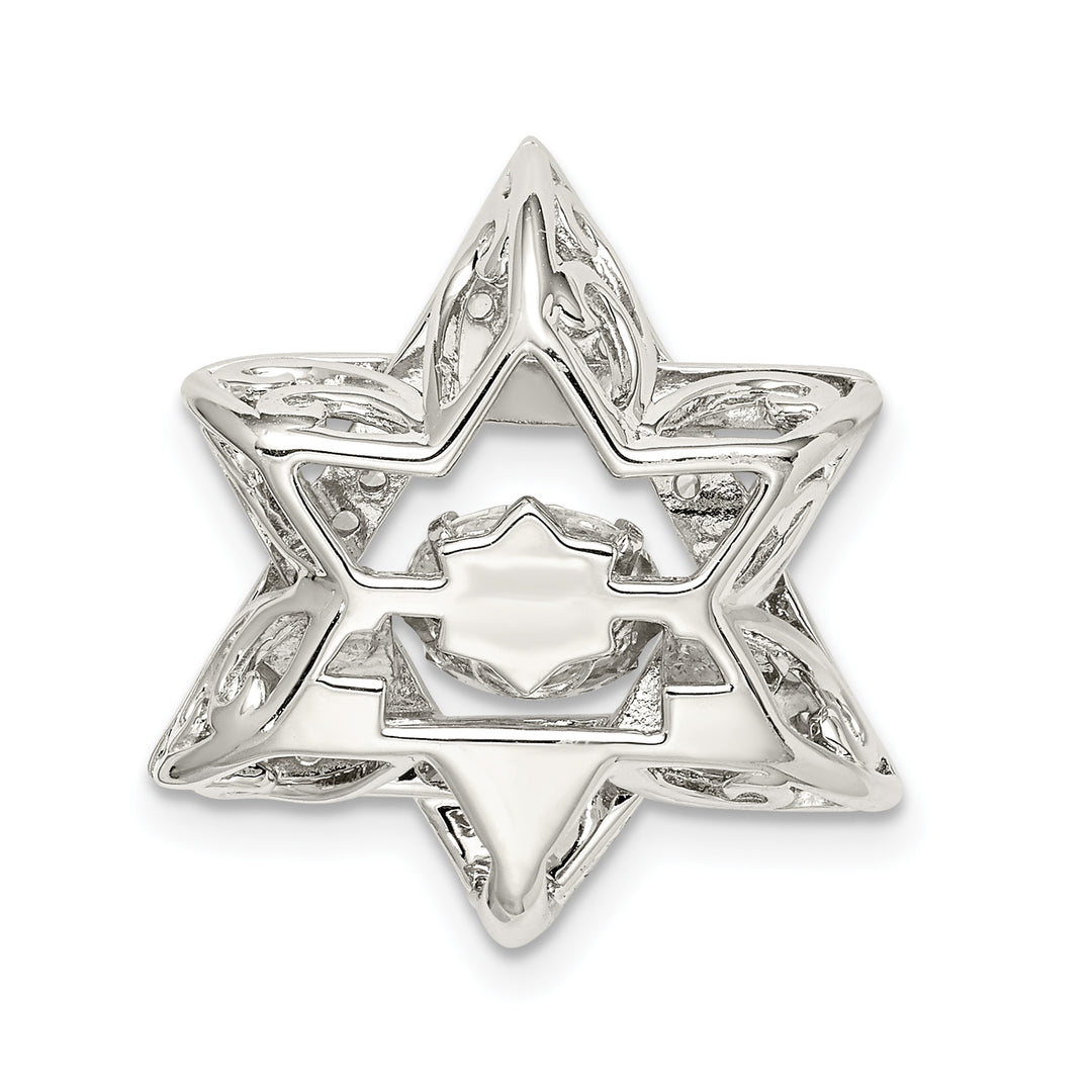 Sterling Silver Polished Vibrant CZ Star of David Pendant