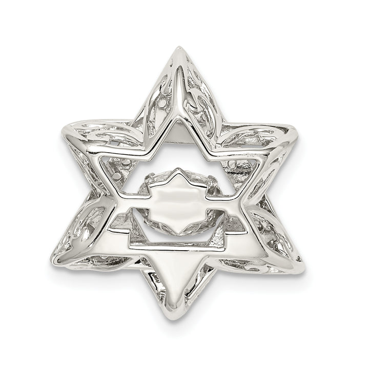 Sterling Silver Polished Vibrant CZ Star of David Pendant