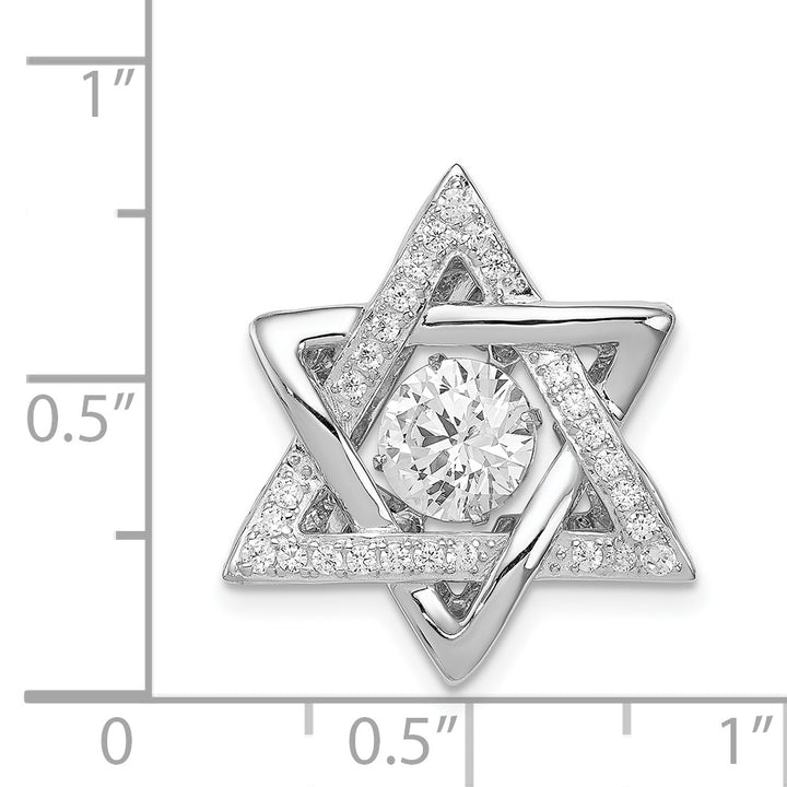 Sterling Silver Polished Vibrant CZ Star of David Pendant