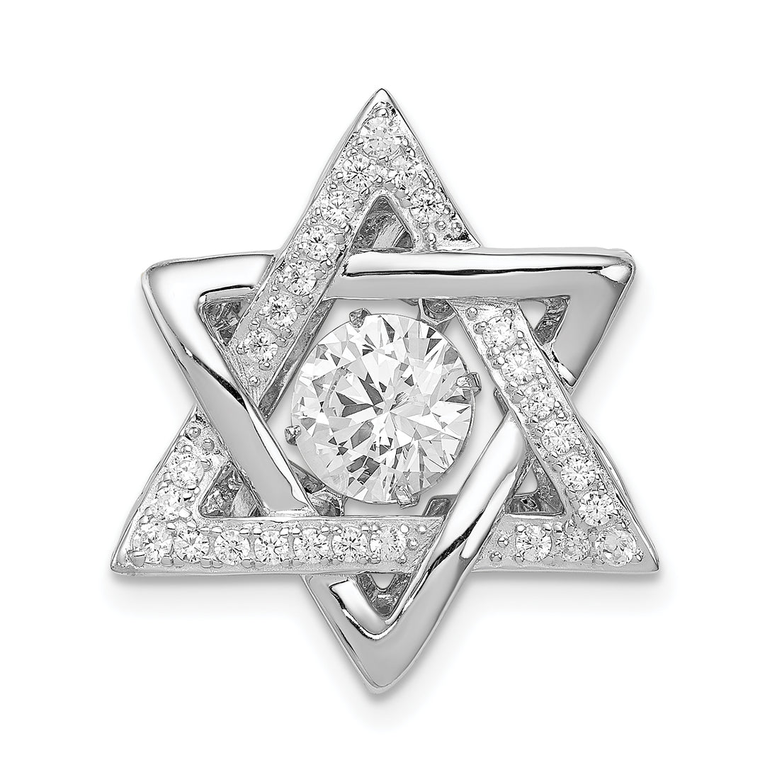 Sterling Silver Polished Vibrant CZ Star of David Pendant