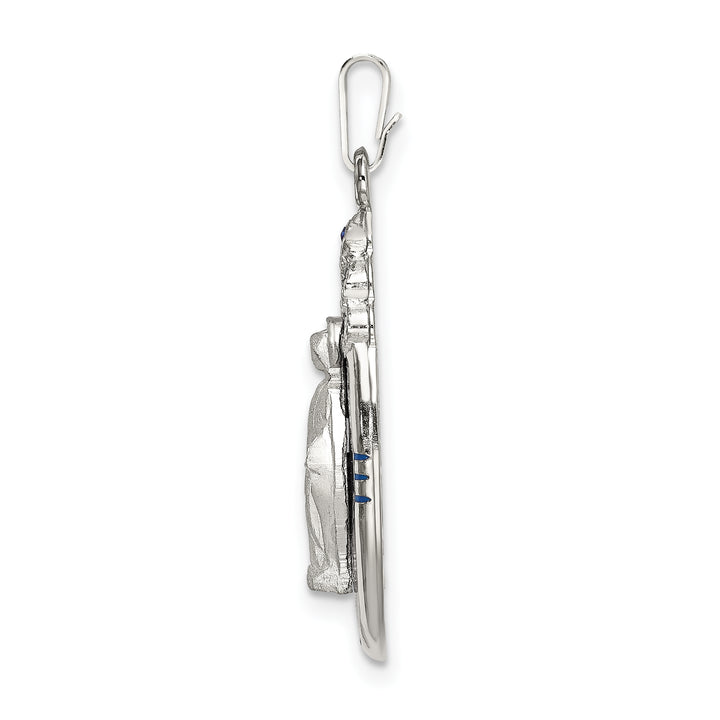 Sterling Silver and D/C Epoxy and Crystal Miraculous Medal Pendant