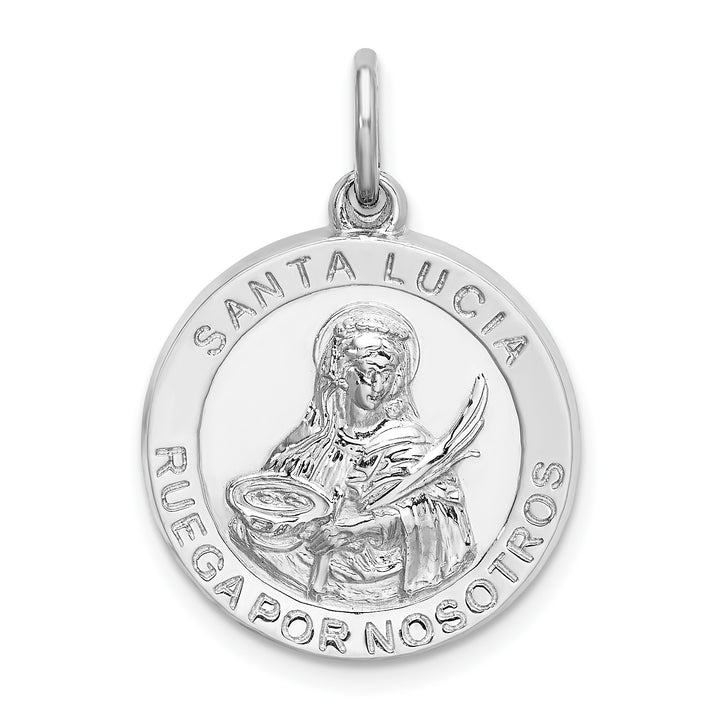 Sterling Silver Spanish St. Lucy Medal Pendant