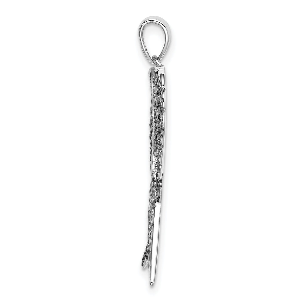Sterling Silver Antiqued Angel Wing Pendant