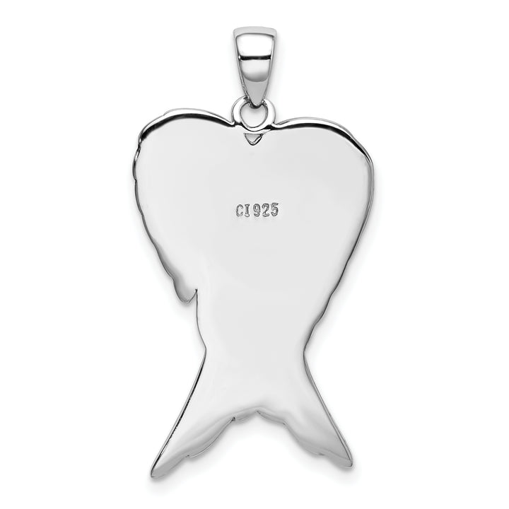 Sterling Silver Antiqued Angel Wing Pendant
