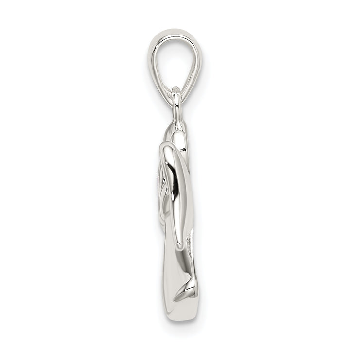 Sterling Silver Angel with Light Purple CZ Heart Pendant
