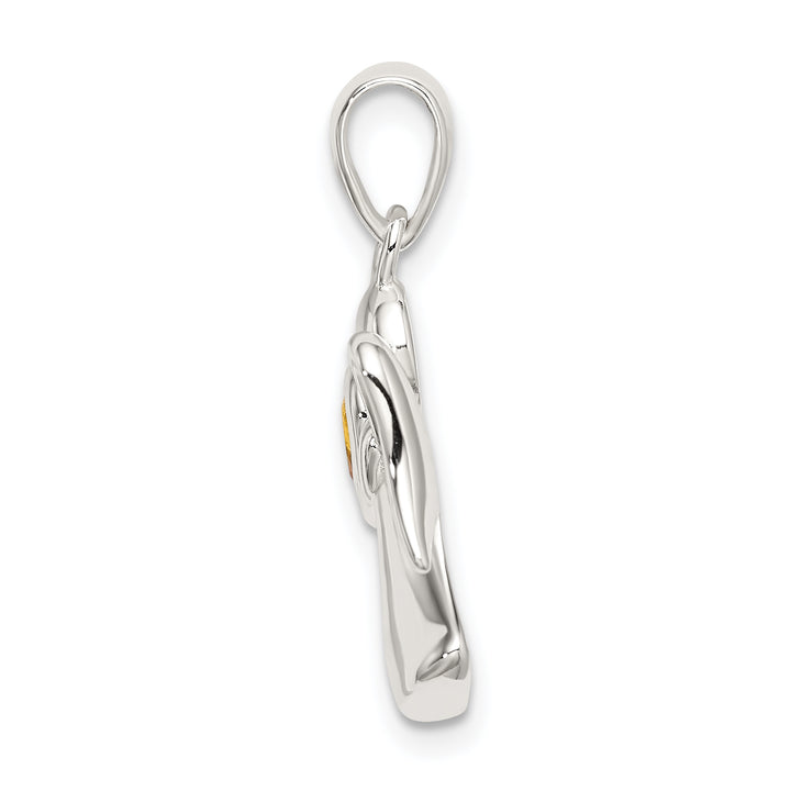 Sterling Silver Angel with Yellow CZ Heart Pendant