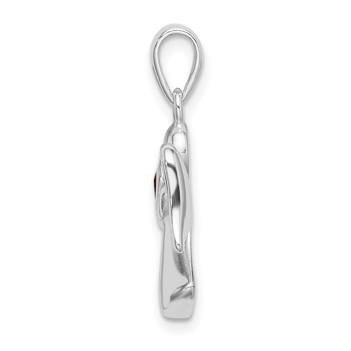 Sterling Silver Angel with Red CZ Heart Pendant