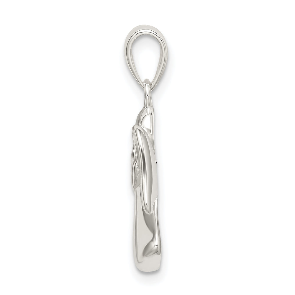 Sterling Silver Angel with Dark Red CZ Heart Pendant