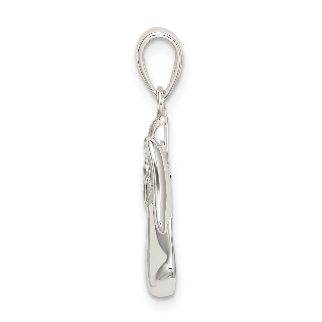 Sterling Silver Angel with Dark Red CZ Heart Pendant