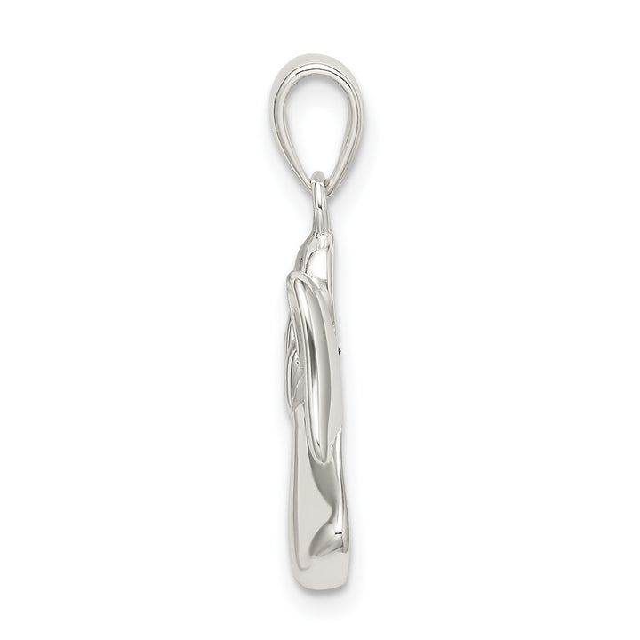 Sterling Silver Angel with Dark Red CZ Heart Pendant