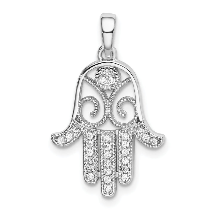 Sterling Silver CZ Chamseh Pendant