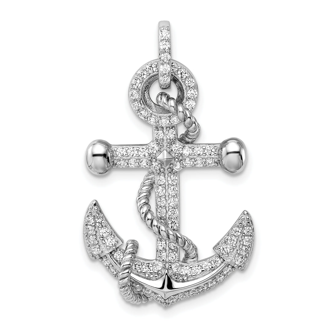 Sterling Silver CZ Anchor Pendant