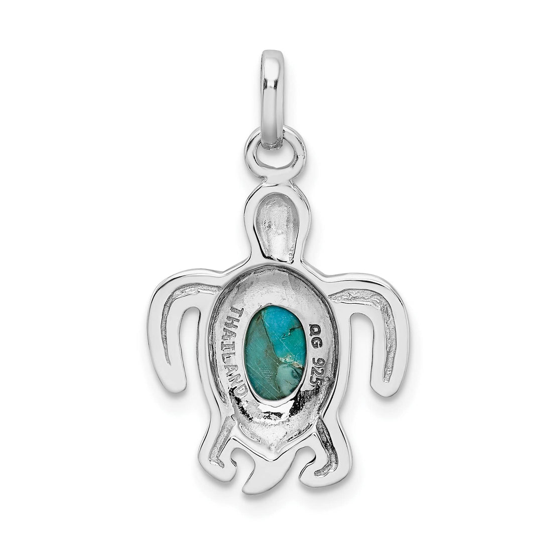 Sterling Silver Antiqued Reconstituted Turquoise Turtle Pendant