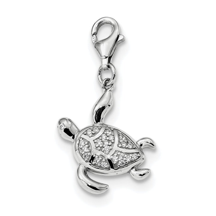 Sterling Silver CZ Sea Turtle Charm