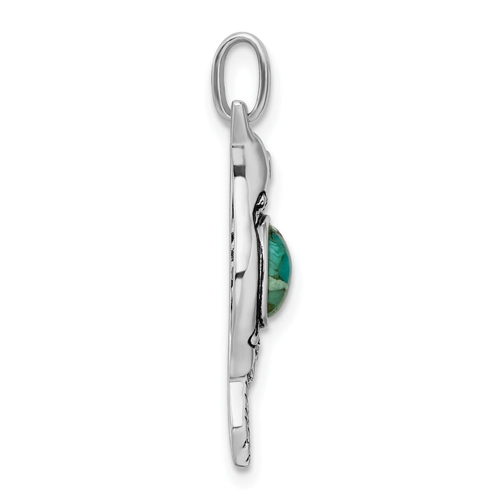 Sterling Silver Reconstituted Turquoise and CZ Hummingbird Pendant