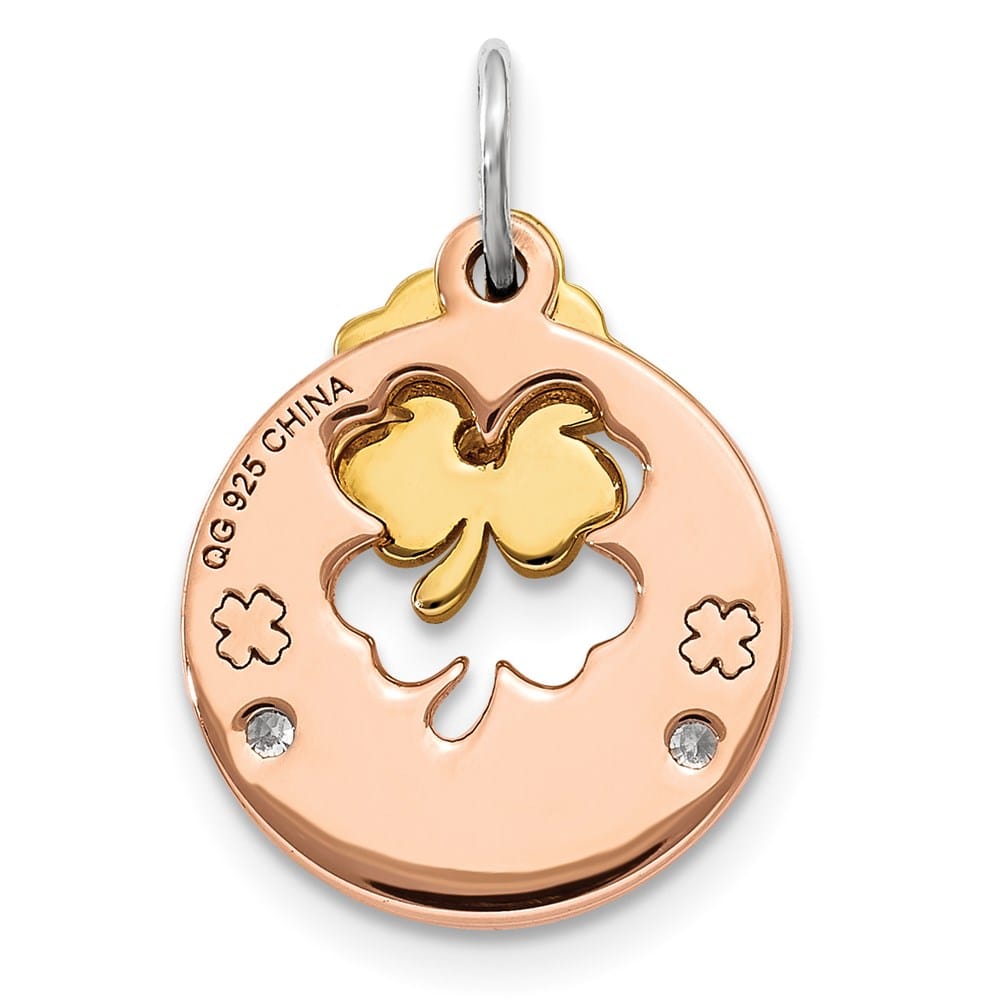 Lovely Rita's Pendants & Charms Sterling Silver Rose-Tone CZ Four Leaf Clover Pendant