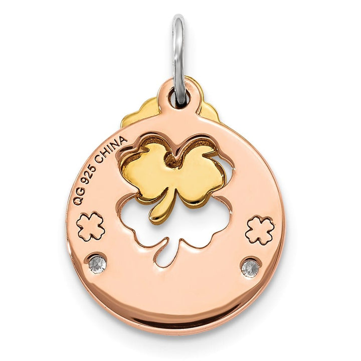 Lovely Rita's Pendants & Charms Sterling Silver Rose-Tone CZ Four Leaf Clover Pendant