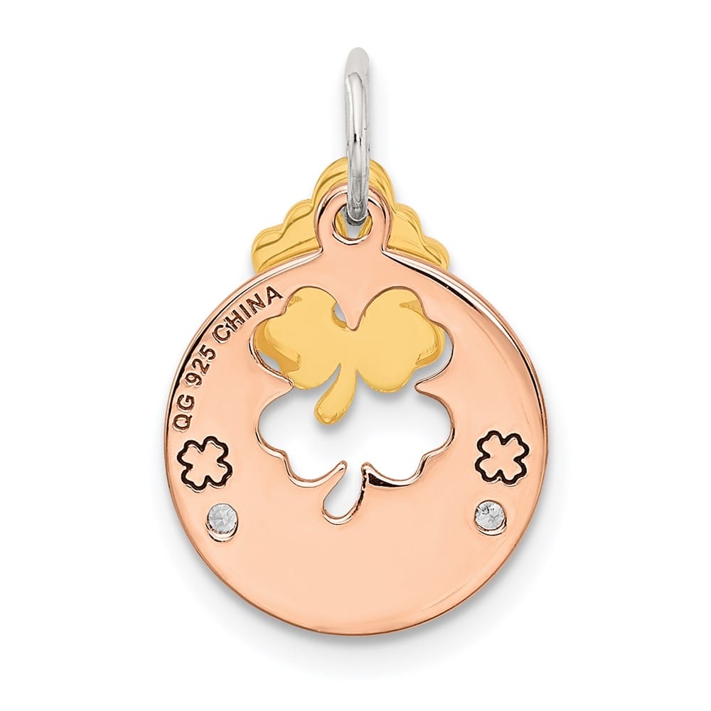 Lovely Rita's Pendants & Charms Sterling Silver Rose-Tone CZ Four Leaf Clover Pendant