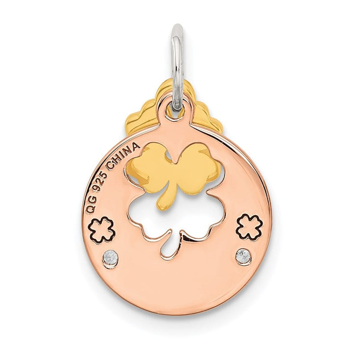 Lovely Rita's Pendants & Charms Sterling Silver Rose-Tone CZ Four Leaf Clover Pendant