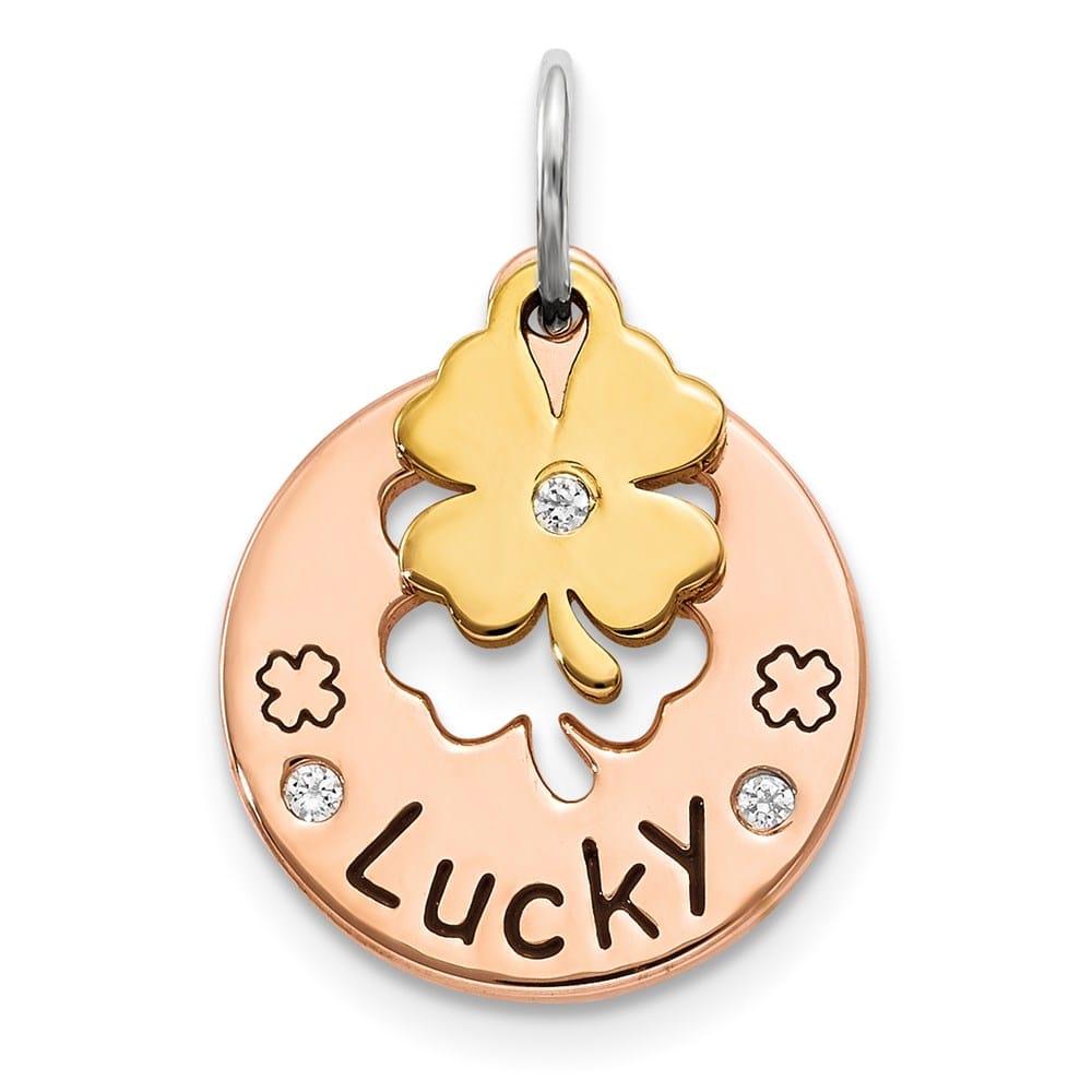 Lovely Rita's Pendants & Charms Sterling Silver Rose-Tone CZ Four Leaf Clover Pendant