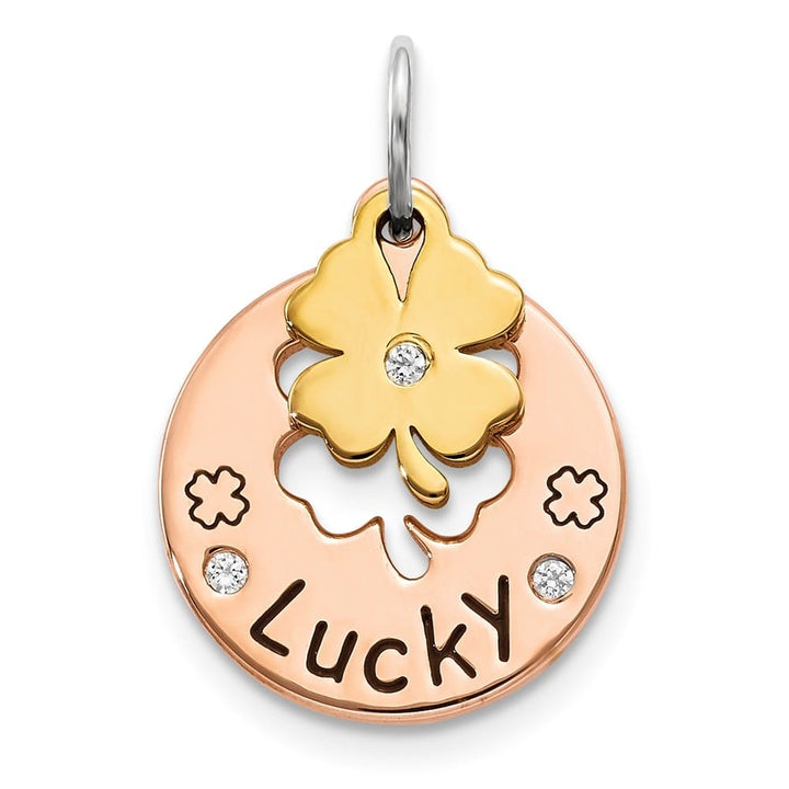 Lovely Rita's Pendants & Charms Sterling Silver Rose-Tone CZ Four Leaf Clover Pendant