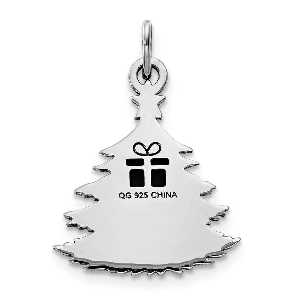 Lovely Rita's Pendants & Charms Sterling Silver Polished Green Enameled Christmas Tree Pendant
