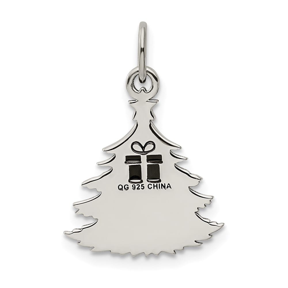Lovely Rita's Pendants & Charms Sterling Silver Polished Green Enameled Christmas Tree Pendant