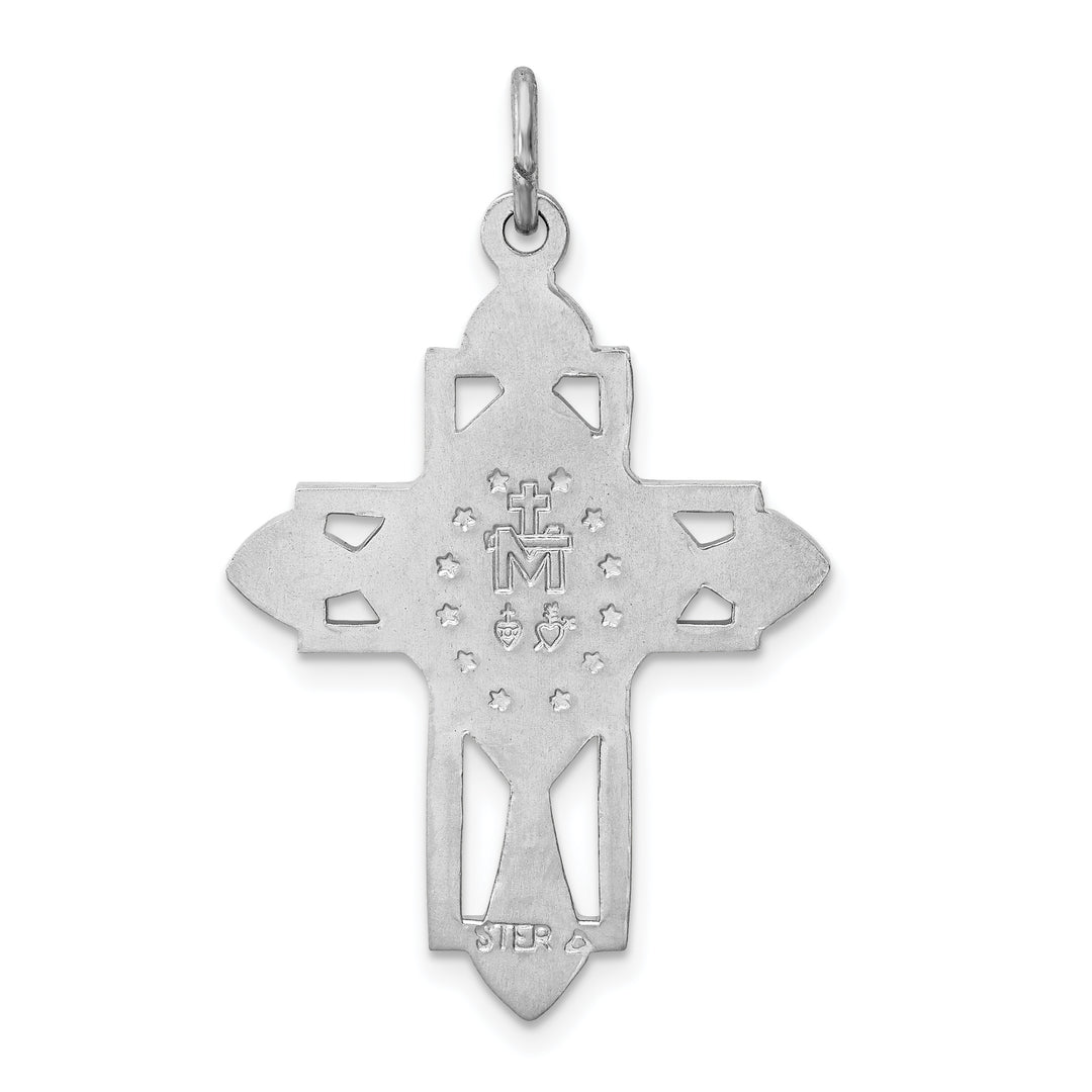 Sterling Silver Gold-tone Miraculous Medal Cross Pendant
