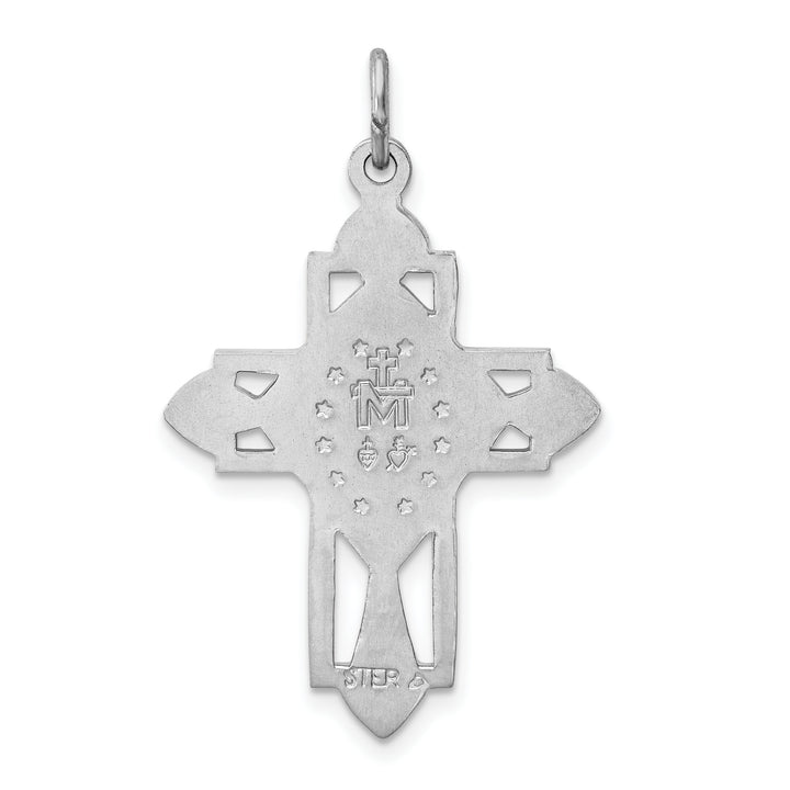 Sterling Silver Gold-tone Miraculous Medal Cross Pendant