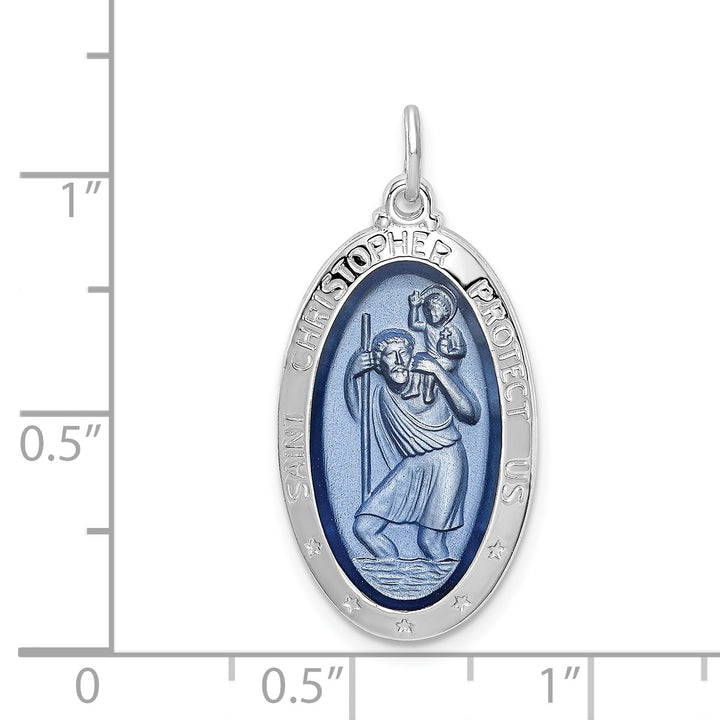 Sterling Silver Enamel St. Christopher Medal