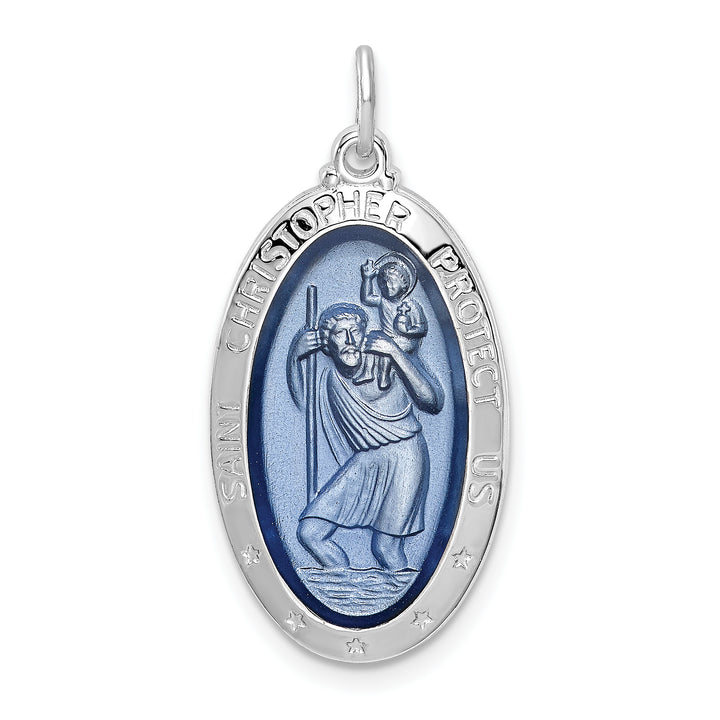 Sterling Silver Enamel St. Christopher Medal