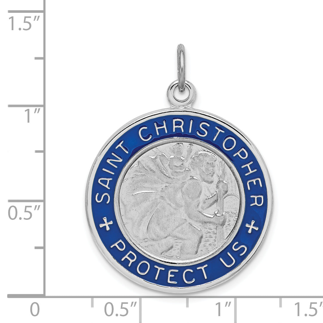 Sterling Silver Enamel St. Christopher Medal