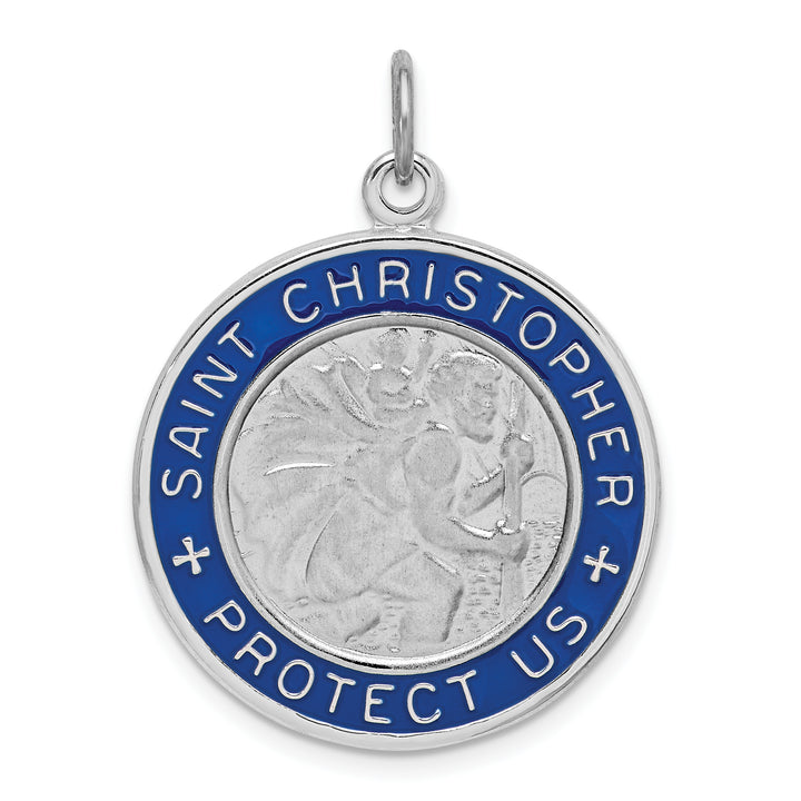 Sterling Silver Enamel St. Christopher Medal
