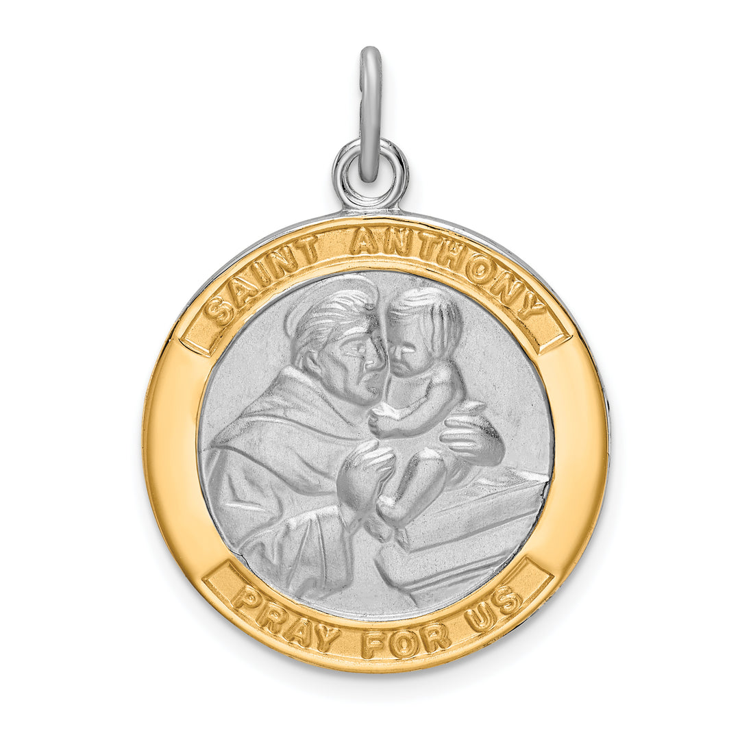Sterling Silver and Gold-tone St. Anthony Medal Pendant