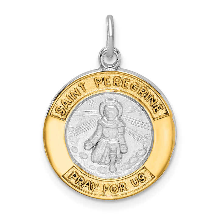 Sterling Silver and Gold-tone St Peregrine Medal