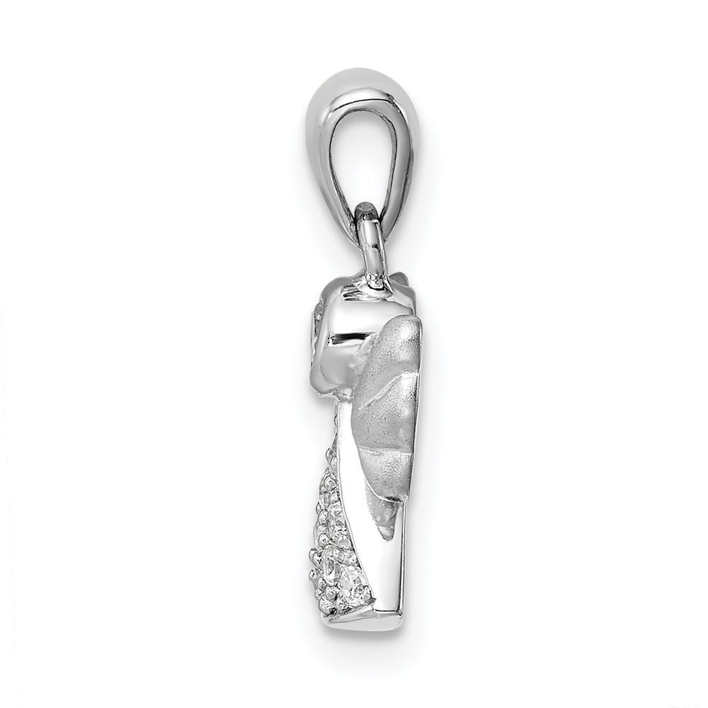 Sterling Silver CZ Satin Angel Pendant