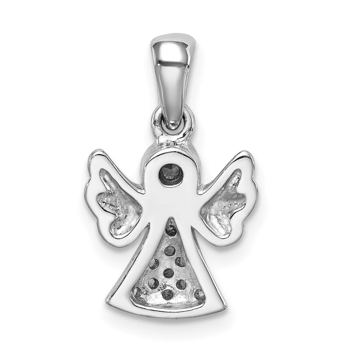 Sterling Silver CZ Satin Angel Pendant
