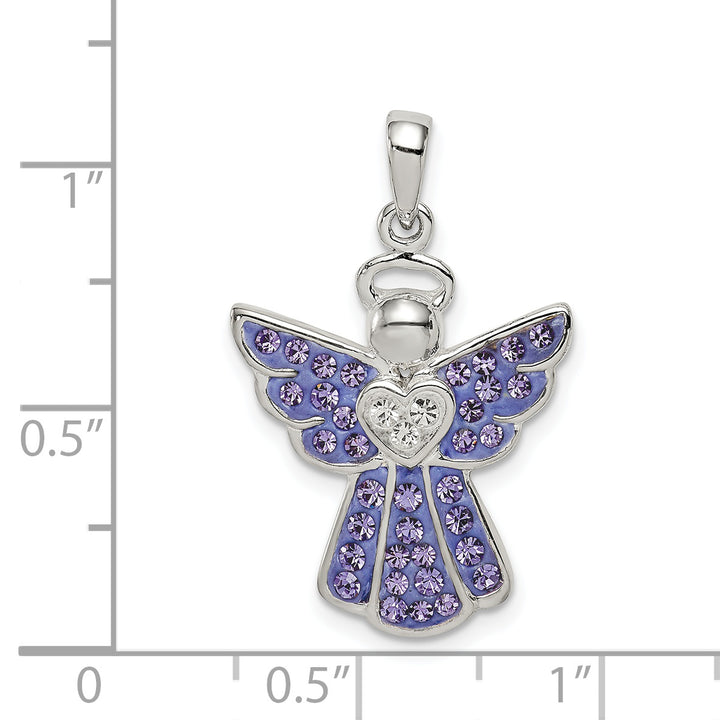 Sterling Silver Blue and White Preciosa Crystal Angel with Pendant