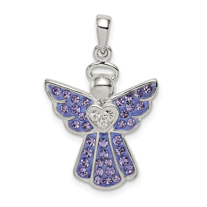 Sterling Silver Blue and White Preciosa Crystal Angel with Pendant