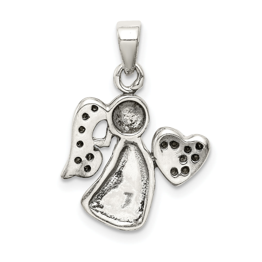 Sterling Silver Antiqued and CZ Angel Charm