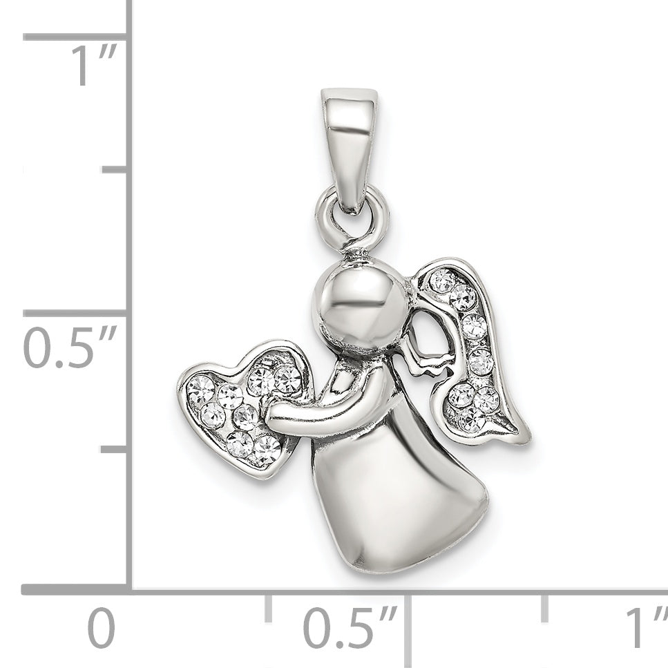 Sterling Silver Antiqued and CZ Angel Charm