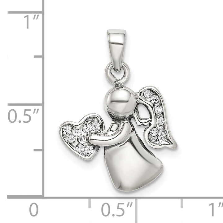 Sterling Silver Antiqued and CZ Angel Charm
