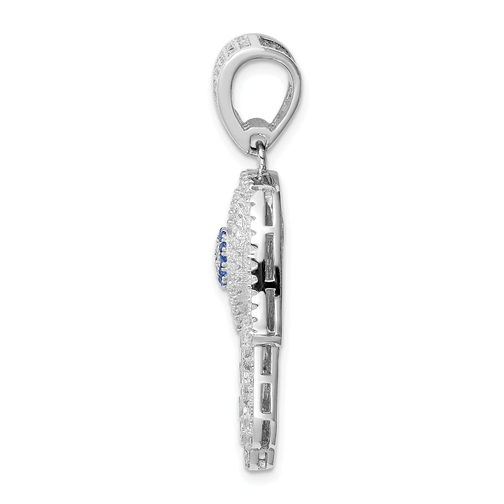 Sterling Silver Created Spinel and White CZ Hamsa Pendant